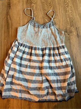 Hem & Thread Striped Plaid Boho Cami Tunic Top Size L